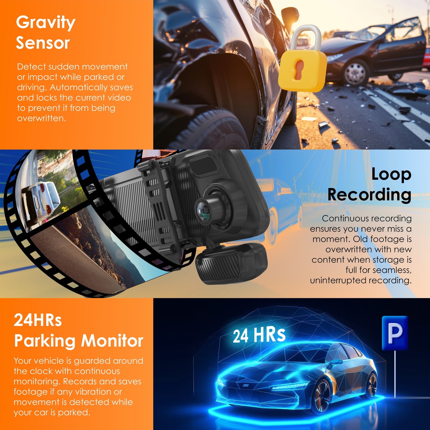 UZIVO U44 4-Channel Mirror Dash Cam, 12” Touch Screen, 1080p, 170° Wide Angle, Stream Media, Auto-Backup Camera for Car, Truck, Taxi, Parking Monitor, Night Vision,FREE 128GB Card